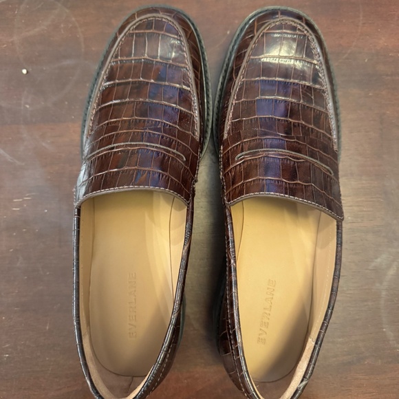 Never Worn Everlane Brown Crocodile Lug Loafers - Size 10 - Picture 3 of 6